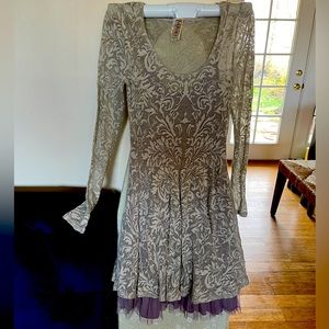 Free People distressed, lined, pullover dress, size XS.